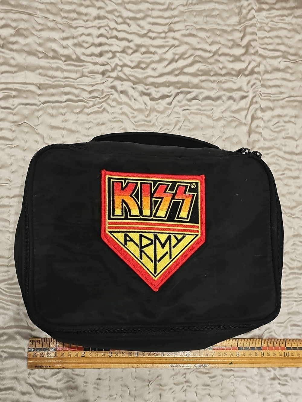 Kiss Black Toiletry Bag with Red and Yellow 'KISS Army' Patch